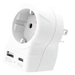 Skross универсален адаптер Europe to USA+1xUSB A/C, 20W , 1500284E