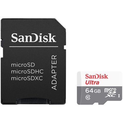 SANDISK Ultra microSDXC 64GB + SD Adapter 100MB/s Class 10 UHS-I