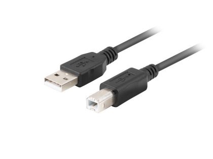 Кабел Lanberg Cable USB-A(M)->USB-B(M) 2.0 Ferrite 1.8m Box Black