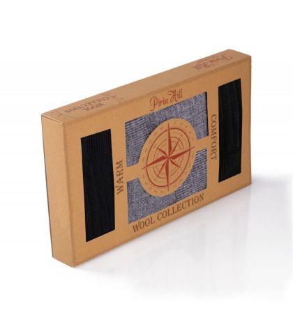 Кутия с 4 чифта Дебели Вълнени чорапи - Сив, Черен