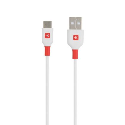 Кабел Skross, USB-C - USB-A 2.0 мъжко, 1.2м, Бял