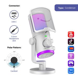 Настолен микрофон FIFINE AM6 RGB - White