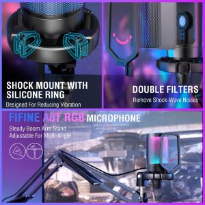 Микрофон със стойка FIFINE A6T RGB - Black