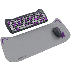 CANYON HSET-W6 EN Keyboard+Mouse Kitty Edition AAA+АА Wireless Violet