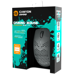 CANYON Puncher GM-11, Gaming Mouse with 7 programmable buttons, Pixart 3519 optical sensor, 4 levels of DPI and up to 4200, 5 million times key life, 1.65m Ultraweave cable, UPE feet and colorful RGB lights, White, size:128.5x67x37.5mm, 105g