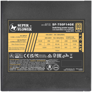 Super Flower Leadex III Gold 750W ATX 3.1, 80 Plus Gold, Fully Modular, Flat Black Cables, 140mm Fan, 150mmx150mmx86mm, 7 Year Warranty