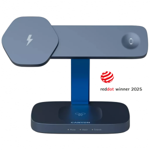 CANYON Wireless Charging Station Hexagon 310 3in1 DarkGrey/Blue