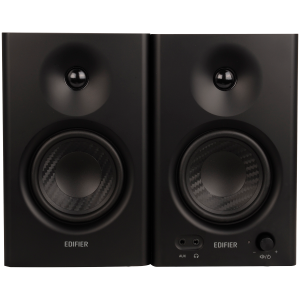 Edifier MR4 Active Studio Monitors, RCA, AUX, TRS, 1-inch Tweeters, 4-inch Woofers, 42W (RMS), Control Knob, Black