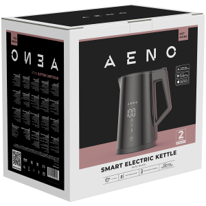 AENO Electric Kettle EK7S Smart: 1850-2200W, 1.7L, Strix, Double-walls, Temperature Control, Keep warm Function, Control via Wi-Fi, LED-display, Non-heating body, Auto Power Off, Dry tank Protection