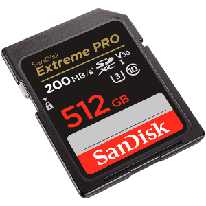 SANDISK Extreme PRO 512GB SDXC Memory Card + 2 years RescuePRO Deluxe up to 200MB/s & 140MB/s Read/Write speeds, UHS-I, Class 10, U3, V30