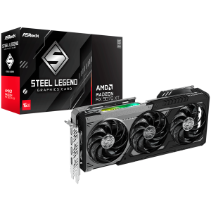 ASROCK Video Card AMD Radeon RX 9070 XT Steel Legend Dark 16GB GDDR6 256-bit HDMI 3x DP
