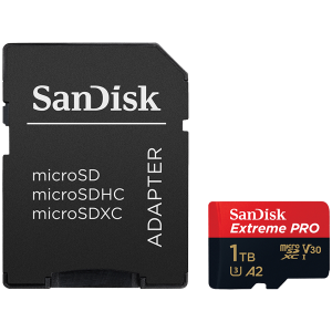 SANDISK Extreme PRO microSDXC 1TB + SD Adapter + 2 years RescuePRO Deluxe up to 200MB/s & 140MB/s Read/Write speeds A2 C10 V30 UHS-I U3