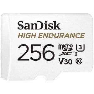 SANDISK High Endurance microSDXC 256GB + SD Adapter - for dash cams & home monitoring, up to 20,000 Hours, Full HD / 4K videos, up to 100/40 MB/s Read/Write speeds, C10, U3, V30