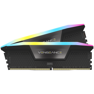 CORSAIR DDR5, 6000MT/s 32GB 2x16GB DIMM, 36-44-44-96, Std PMIC, XMP 3.0, VENGEANCE RGB DDR5, Black PCB, 1.4V