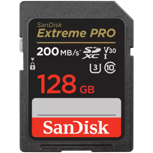 SANDISK Extreme PRO 128GB SDXC Memory Card + 2 years RescuePRO Deluxe up to 200MB/s & 90MB/s Read/Write speeds, UHS-I, Class 10, U3, V30