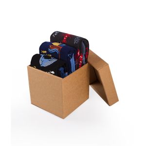 Кутия с 3 чифта Фини Памучни чорапи Море - Тъмен