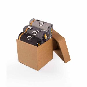 Кутия с 3 чифта Фини Памучни чорапи с Инструменти - Тъмен