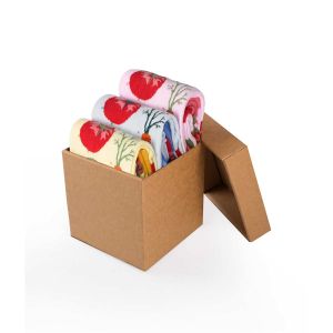 Кутия с 3 чифта Фини Памучни чорапи със Зеленчуци - Светъл