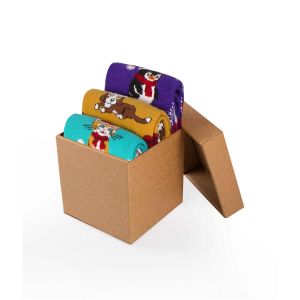 Кутия с 3 чифта Коледни чорапи Wintertime - Котка, Куче, Пингвин