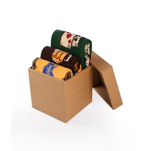 Кутия с 3 чифта Памучни чорапи Рок - Карти, Бира, Китари