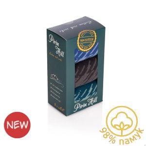 Кутия с 3 чифта чорапи с 98% Памук Щрихи - Петрол, Антрацит, Син