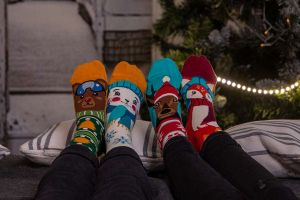 Кутия с 3 чифта Коледни Бамбукови чорапи - Мечка, Елен, Вълк