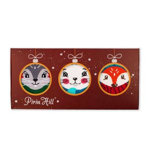 Кутия с 3 чифта Коледни Бамбукови чорапи - Мишка, Заек, Лисица