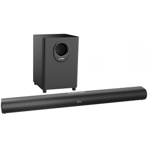 F&D HT-350 2.1 Wireless Soundbar with Subwoofer, 110W RMS (20Wx2+70W), Full-range speaker: 50x105mm + 6.5'' Subwoofer, BT 5.3/Optical/AUX/HDMI/USB/LED Display/Remote Control/Wooden/Black, EANs soundbar: 6924053407255, subwoofer: 6924053407286