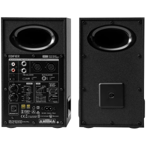 Edifier MR5 Active Studio Monitors (Tri-amped), BT V6.0, Balanced XLR, Balanced TRS, RCA and AUX, with headphone output, 5-inch woofers, 3.75-inch mid-range drivers, and 1-inch silk dome tweeters, 110W (RMS), Room Acoustic Compensation, Black