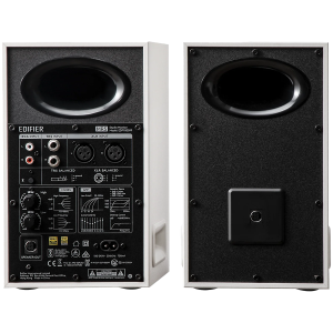 Edifier MR5 Active Studio Monitors (Tri-amped), BT V6.0, Balanced XLR, Balanced TRS, RCA and AUX, with headphone output, 5-inch woofers, 3.75-inch mid-range drivers, and 1-inch silk dome tweeters, 110W (RMS), Room Acoustic Compensation, White