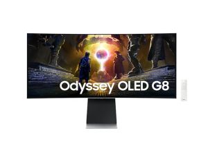 Монитор Samsung LS34DG850, 34'' CURVED Odyssey G8 OLED, 1800R, 175 Hz, 0.1 ms GTG, 21:9, 3440 x 1440, Smart, 2xUSB C, Mini DP, Micro HDMI 2.1, Wi-Fi 5, BT 5.2, Speakers, 178°/178°, Silver