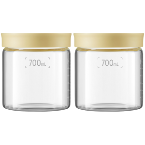 BUYDEEM Glass storage box 700ml x2, model CS1014, color Mellow Yellow