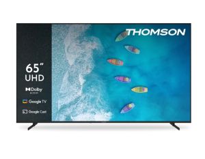 Телевизор Thomson 65" UHD Google TV; 3840 x 2160 (4K UHD), DLED, 60 Hz, Dolby Audio, Google Cast, DVB-T/T2/C/S/S2, HDR10,  Wi-Fi, Bluetooth, LAN, HDMI 3 (2.1), USB 2 (2.0), AV IN, Hotel mode, Side Feet, Black