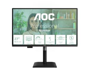 Монитор AOC Q27P4U, 27" IPS WLED, 2560x1440@120Hz, 4ms GtG, 350cd m2, 1500:1, DCR 50M:1, Adaptive Sync, FlickerFree, Anti Blue Light, 2Wx2, Tilt, Height Adjust, Pivot, Swivel, 2xHDMI, DP, USB hub