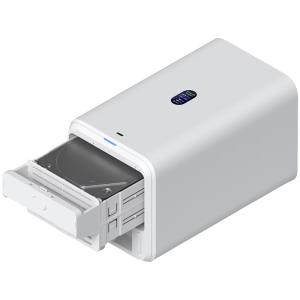 Ubiquiti UniFi  UNAS-2-W-EU Network Attached Storage with (2) 3.5inch HDD bays, 2.5 GbE networking, USB-C connectivity, and an included PoE++ adapter, all in a compact footprint