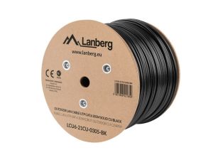 Кабел Lanberg LAN cable CAT.6 UTP 305m solid outdoor CU, Fluke passed, Black