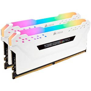 CORSAIR DDR4, 3200MHz 16GB 2x8GB DIMM, 16-18-18-36, XMP 2.0, VENGEANCE RGB PRO White Heatspreader, RGB LED, 1.35V