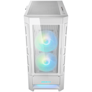 COUGAR DUOFACE RGB (White), Mid Tower, Tempered Glass + Mesh Front Panels, 3x 140 ARGB Fans, RGB Button, 4mm Tempered Glass, Mini ITX / Micro ATX / ATX, USB 3.0 x 2, USB 2.0 x 1, Mic + Audio x 1
