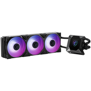 MSI MPG CORELIQUID K360 V2 Liquid Cooler, 3X 120mm ARGB 2500rpm PWM Fans, 2.4" Customizable LCD display, VRM Fan, Intel LGA 115x/1200/1700/1366/2011/2066, AMD AM5/AM4/FM2+/FM2/FM1/AM3+/AM3/AM2+/AM2/TR4/sTRX4/SP3, 3Y Warranty