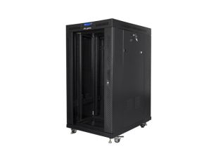 Комуникационен шкаф Lanberg rack cabinet 19" free-standing 22U/800x1000 (flat pack) with mesh door lcd black v2