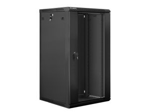 Комуникационен шкаф Lanberg rack cabinet 19" wall-mount 22U / 600x600 for self-assembly (flat pack), black