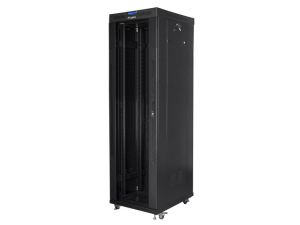 Комуникационен шкаф Lanberg rack cabinet 19" free-standing 42U/600x800 (flat pack) with glass door lcd black v2