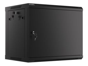 Комуникационен шкаф Lanberg rack cabinet 19" wall-mount 9U/600x450 for self-assembly with metal door  black (flat pack)