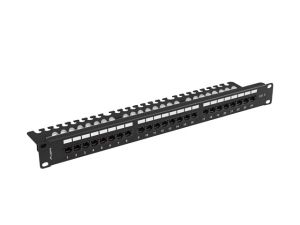 Пач панел Lanberg patch panel 24 port 1U 19" CAT.6 utp with cable organizer black