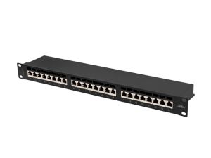 Пач панел Lanberg patch panel 24 port 1U 19" CAT.6a ftp with cable organizer shielded black