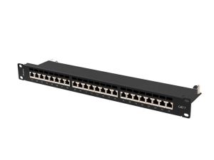 Пач панел Lanberg patch panel 24 port 1U 19" CAT.7 ftp with cable organizer shielded black