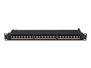 Пач панел Lanberg patch panel 24 port 1U 19" CAT.7 ftp with cable organizer shielded black