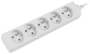 Разклонител Lanberg power strip 1.5m, 5 sockets, french quality-grade copper cable, white