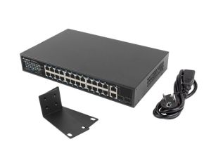 Комутатор Lanberg Switch 24 x 100MB POE+/2 x Combo Rack 19" Gigabit Ethernet, 250W