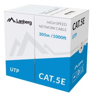 Кабел Lanberg LAN cable UTP CAT.5E 305m solid CCA, grey